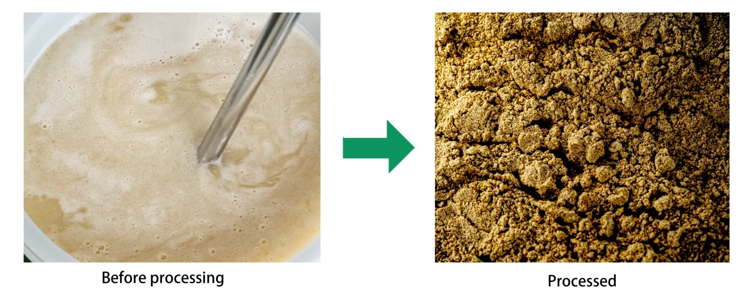 Pengeringan Cecair Sisa — material before and after processing