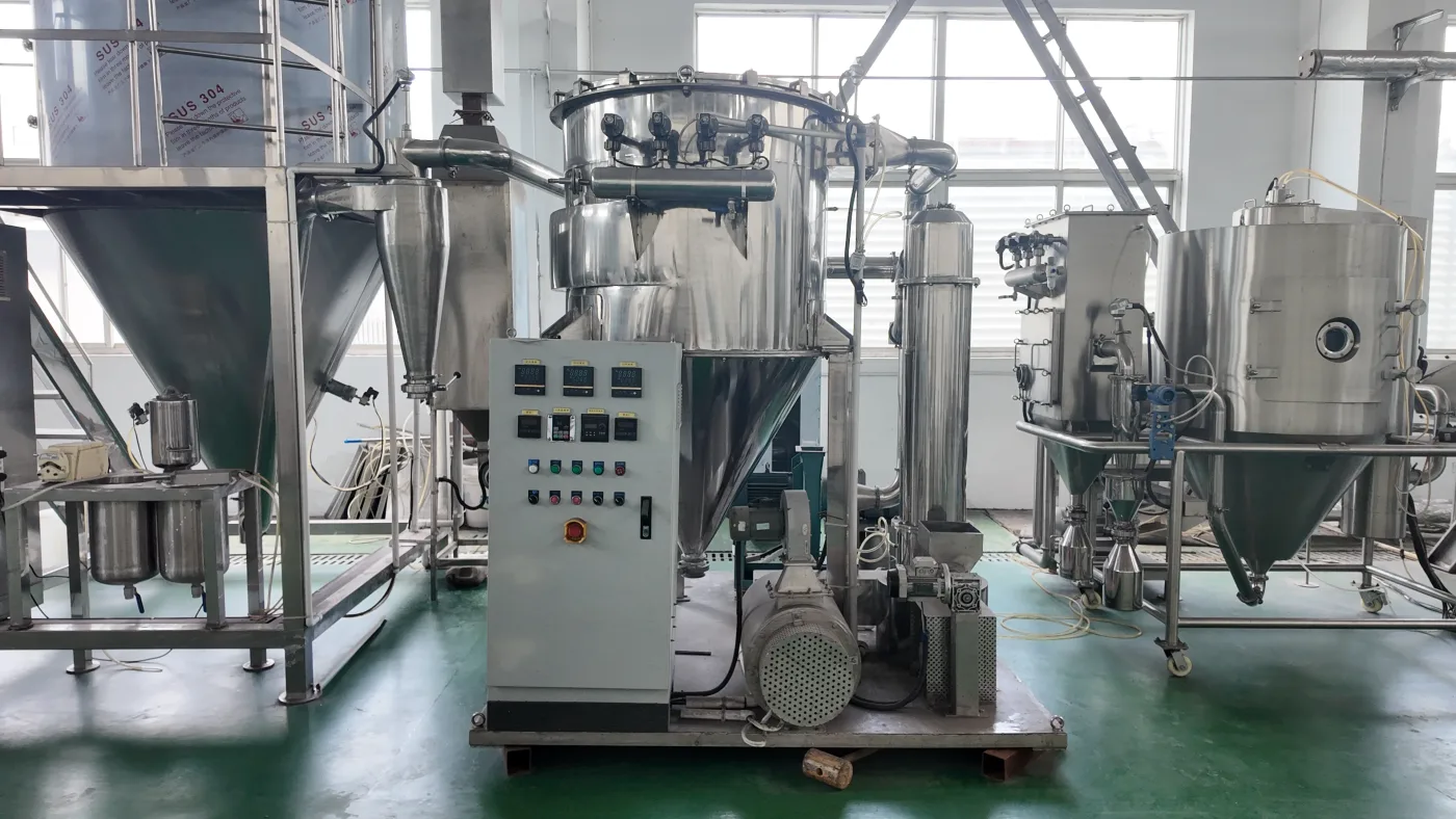 SINOTHERMO pilot laboratory with a lab-scale flash dryer and control panel used to trial customer material