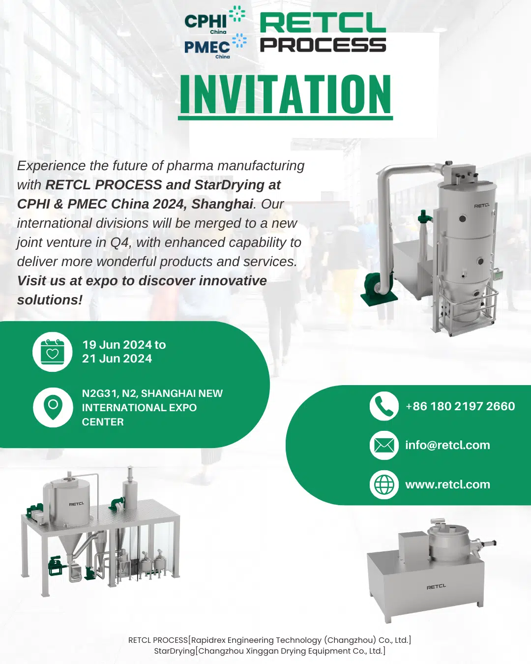 RETCL PROCESS: Join Us at CPHI & PMEC China 2024