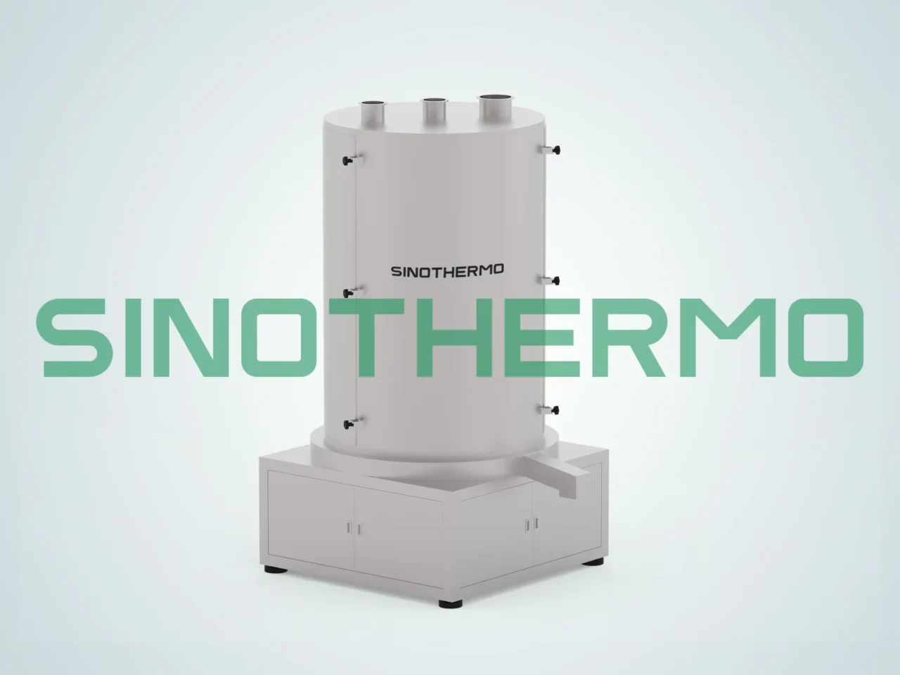 Imagem de um Secador Vibratório em Espiral SINOTHERMO, uma máquina industrial projetada para secagem eficiente de materiais através de tecnologia de vibração em espiral.