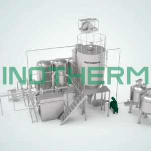 Gambar SINOTHERMO Extract Spray Dryer, mesin industri yang dirancang untuk mengeringkan ekstrak cair secara efisien menjadi bentuk bubuk dengan menggunakan teknologi pengeringan semprot.