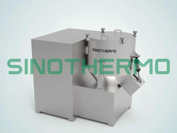 Máy trộn công nghiệp tốc độ cao có bảng điều khiển đèn, trên nền trắng.