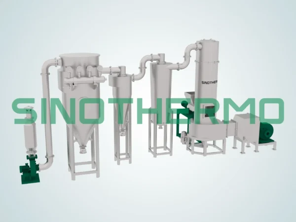 Hình ảnh máy sấy ly tâm SINOTHERMO, một loại máy công nghiệp được thiết kế để sấy khô nhanh vật liệu thông qua công nghệ kéo sợi và sấy ly tâm.