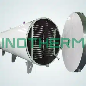 Thiết bị sấy đông khô tròn công nghiệp cho quy trình đông khô, có logo công ty Retcl ProcessThiết bị sấy đông khô tròn công nghiệp cho quy trình đông khô, có logo công ty SINOTHERMO.
