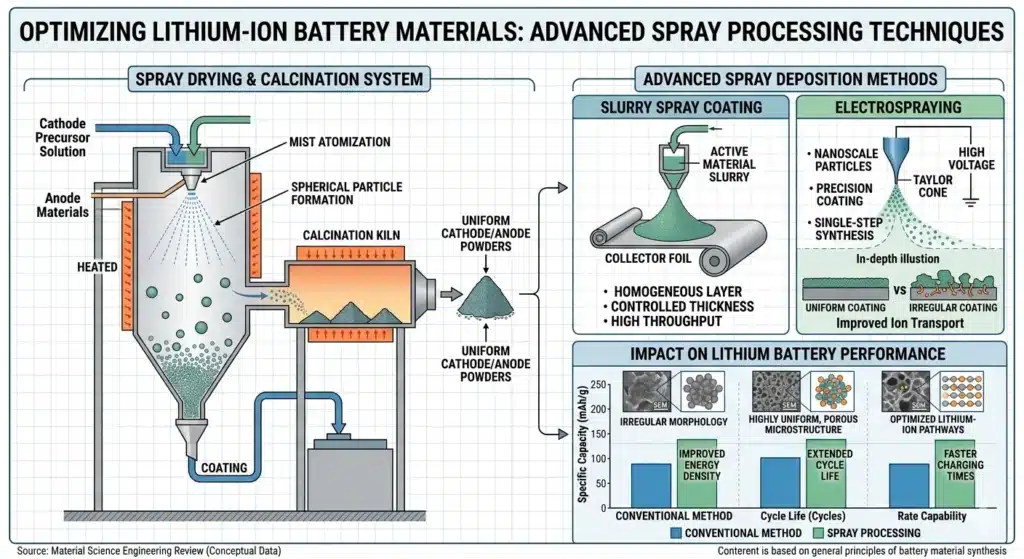 Spray Processing in Lithium Battery Materials
